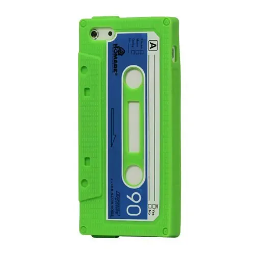iPhone 5/5S/SE Retro Cover. Silikone kassettebånd. Grøn.