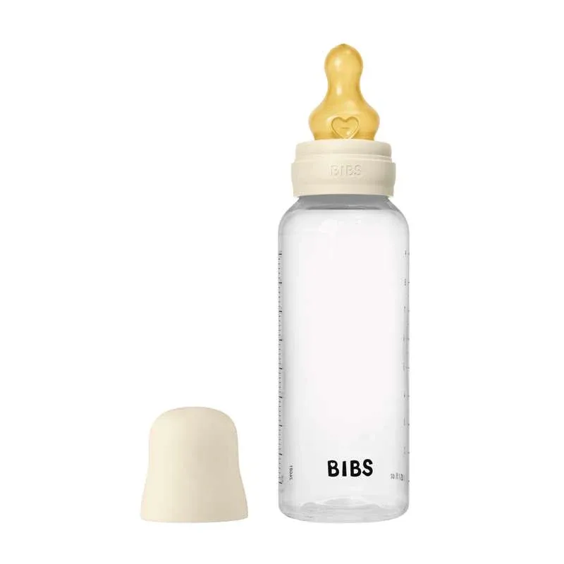 BIBS Bottle - Sutteflaskesæt - Plastik - Naturgummi/Medium Flow/Rund - 270ml - Ivory