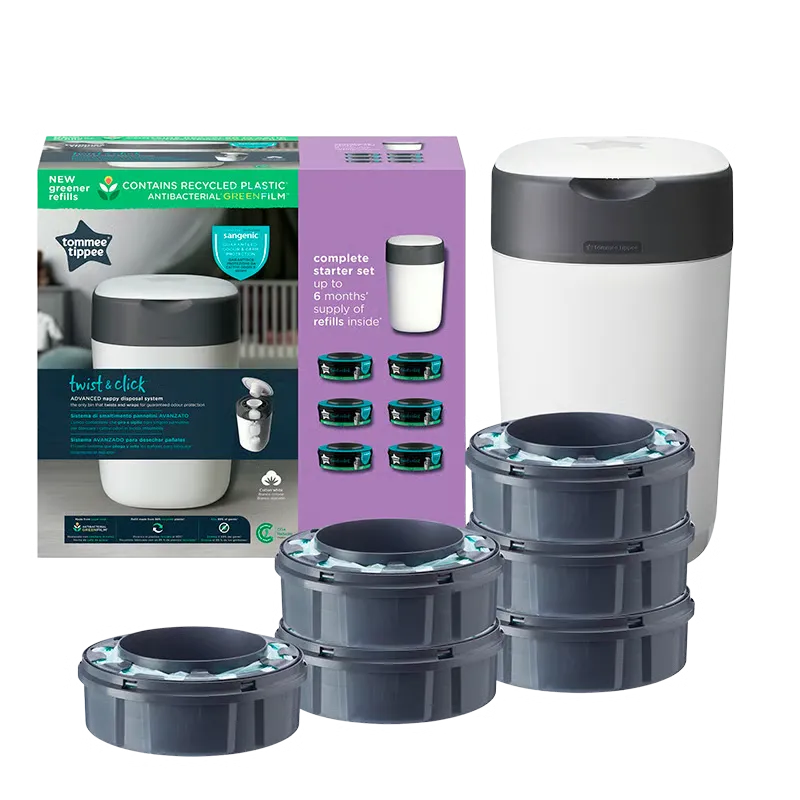 Tommee Tippee Sangenic Twist& Click Blespand Hvid + Refill (1 stk + 6 stk)