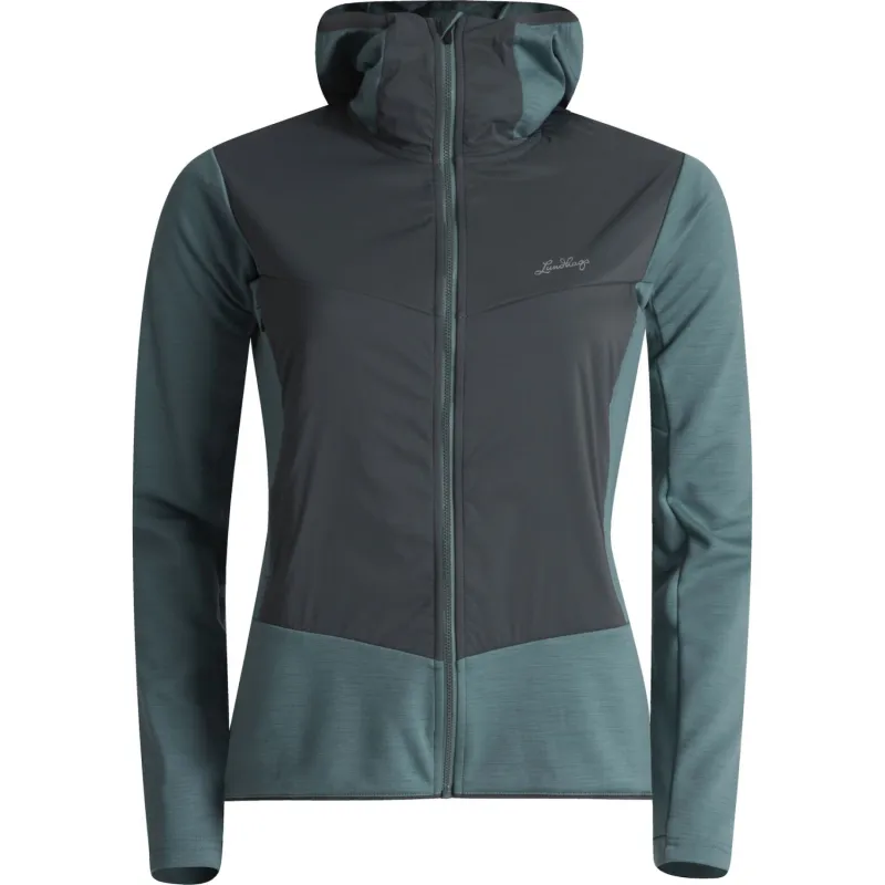 Lundhags Padje Merino Block Hoodie W, mellemlag, dame, blå/grå