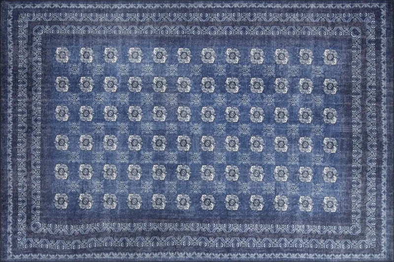 TEPPI Blues gulvtæppe, m. mønster, rektangulær - multifarvet polyester (230x330)