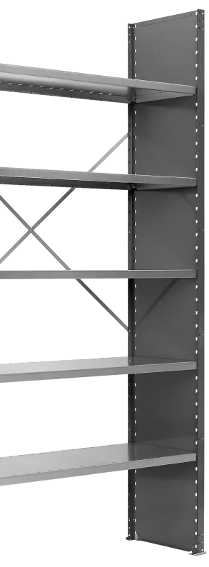 Lagerreol 250×100×30cm, lukket gavl, følgesektion