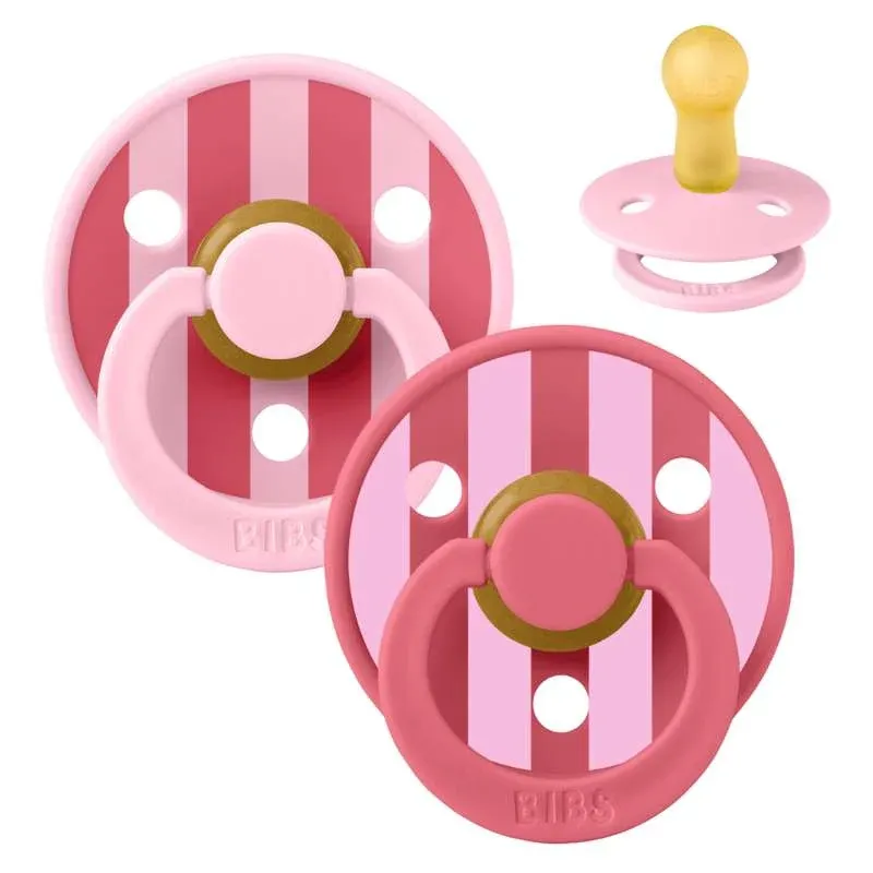 BIBS Rund Colour Sut - 2-Pak - Str. 2 - Naturgummi - Block Studio - Baby Pink/Coral Mix