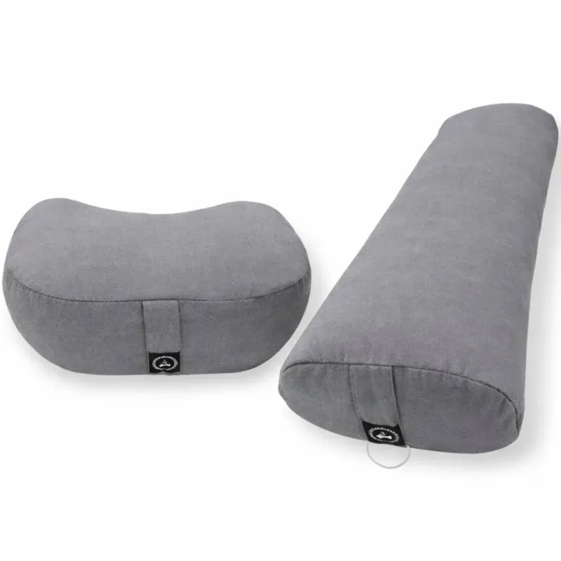Yogapølle & Meditationspude i grå (Pakketilbud)