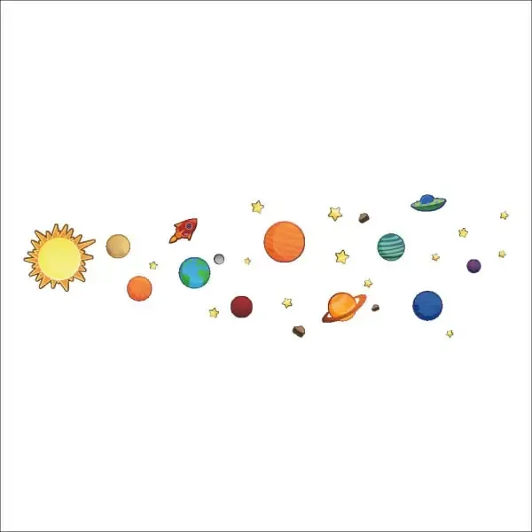 Solsystemet for børn. Flot wallsticker med alle planeterne.