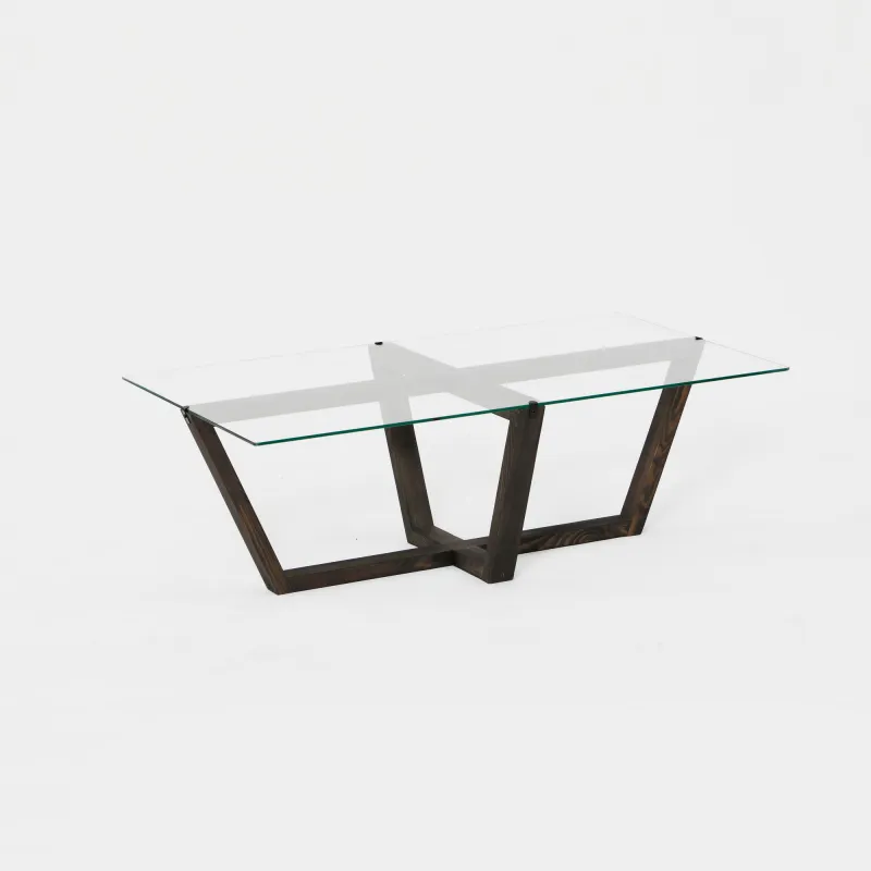 NORDVÄRK Amalfi sofabord, rektangulær - glas og antracit fyrretræ (105x65)