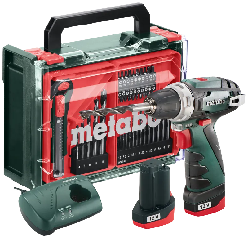 Bore-/skruemask. PowerMaxx BS 2×12V/2Ah m/tilbehør