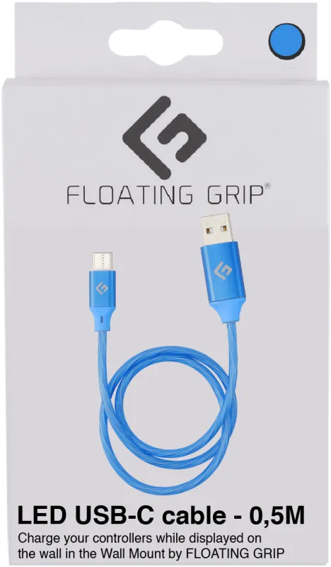 Floating Grip 0,5M LED USB-C Cable (Blå) Kabler - GEEKD.dk