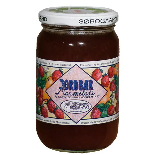 Jordbærmarmelade sødet m æble øko - 400 gram