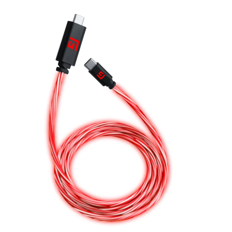 FLOATING GRIP 3M USB-C/USB-C CABLE WITH LED LIGHT - RED Kabler - GEEKD.dk