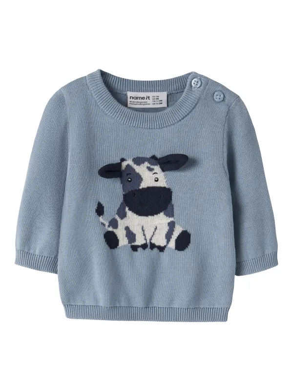 Name It Ligan- LS Knit - Ashley Blue - 56 cm
