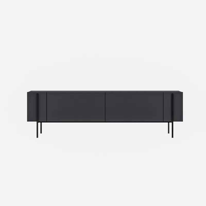 NORDVÄRK Herman TV-bord, m. 2 låger - antracit melamin (160x31,4)