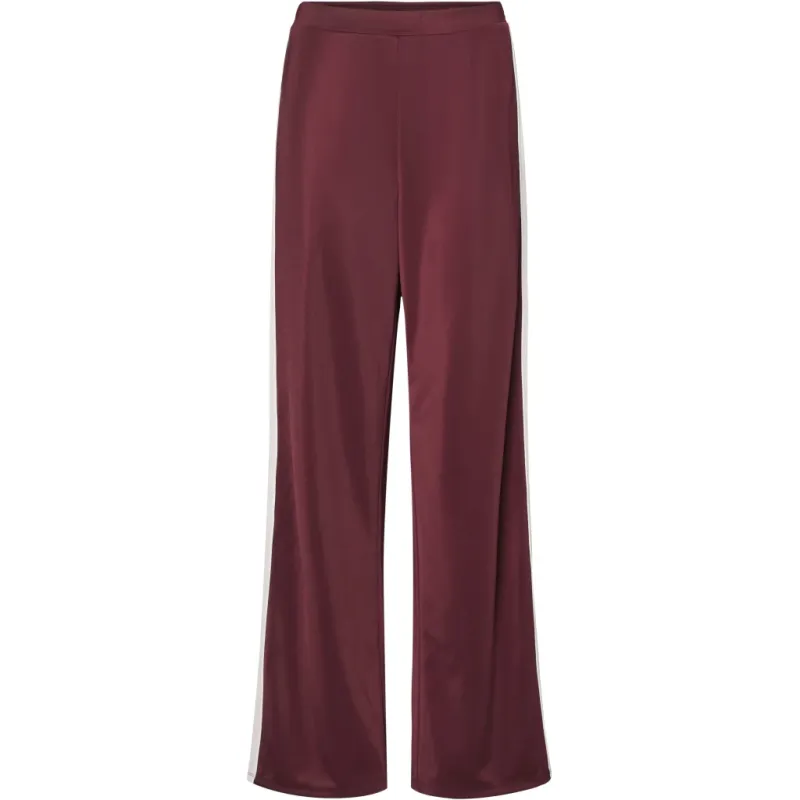 PIECES dame bukser PCFELICIA - Tawny Port Pinkaboo/white stripe