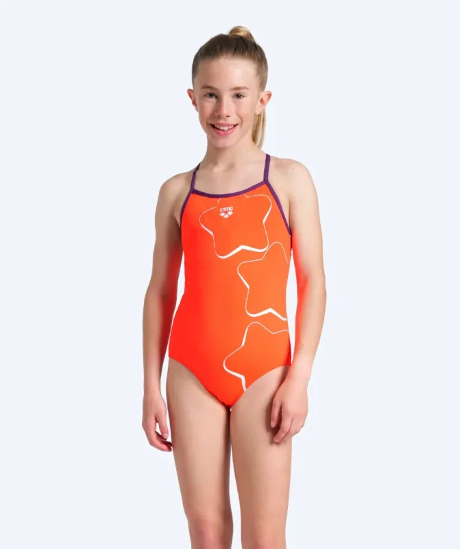 Arena badedragt til piger - Pastime - Orange/lilla
