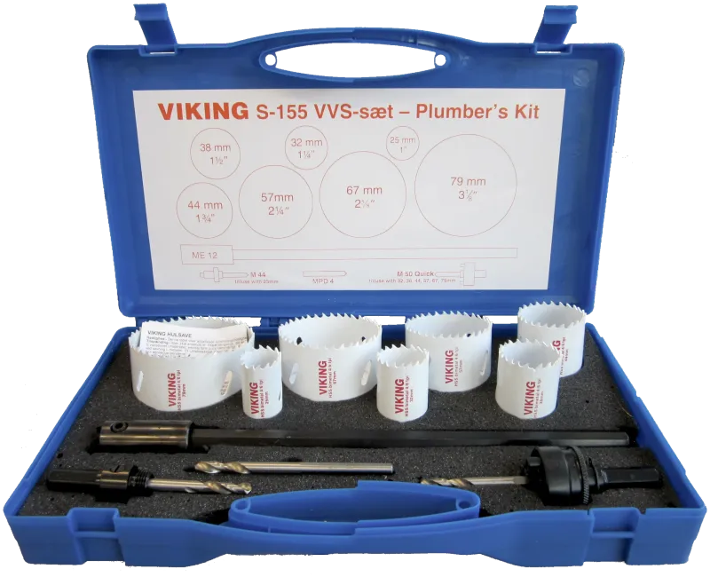 Hulsavsæt S 155 VVS med 6 stk. hulsave, 2 stk. holder og forlænger