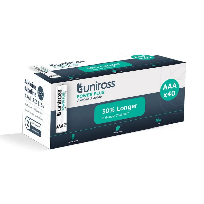 Uniross Power Plus AAA Alkaline Batterier 1,5V 40 stk.