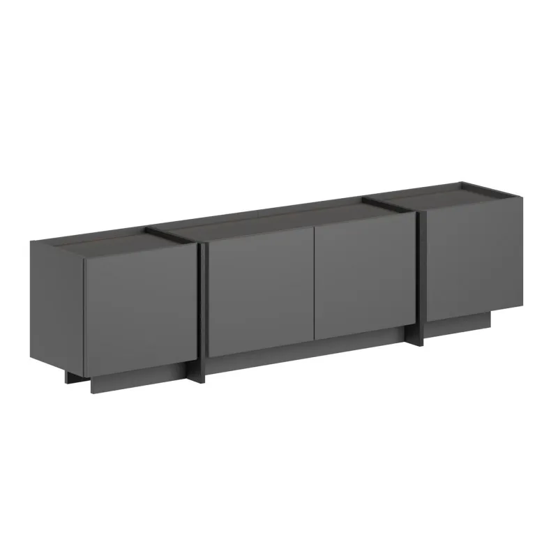 FUNZI LIVING Lowen TV-bord, m 4 låger - antracitgrå og sort melamin (180x35)