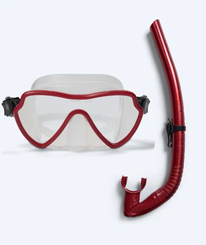 Watery Combo snorkelsæt til voksne (fra 15 år) - Fraser/Coast - Rød - Snorkelsæt til voksne (+16 år)