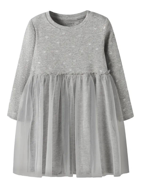Name It Nadja - LS Dress - Grey Melange - 80 cm