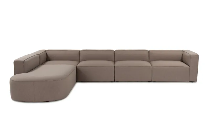 NORDVÄRK Mora hjørnesofa (X-Oval-L1-O1-O1-R1) - brun stof