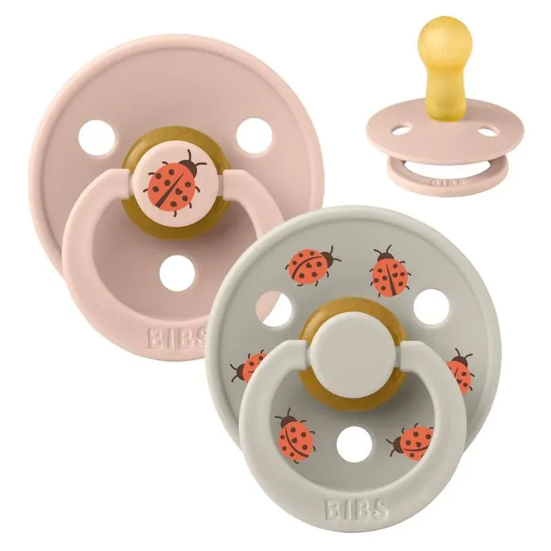 BIBS Rund Colour Sut - 2-Pak - Str. 2 - Naturgummi - Ladybug Studio - Blush Mix