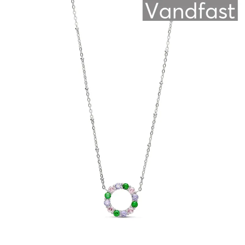 ANNEBRAUNER Big Green/Pink Circle Halskæde