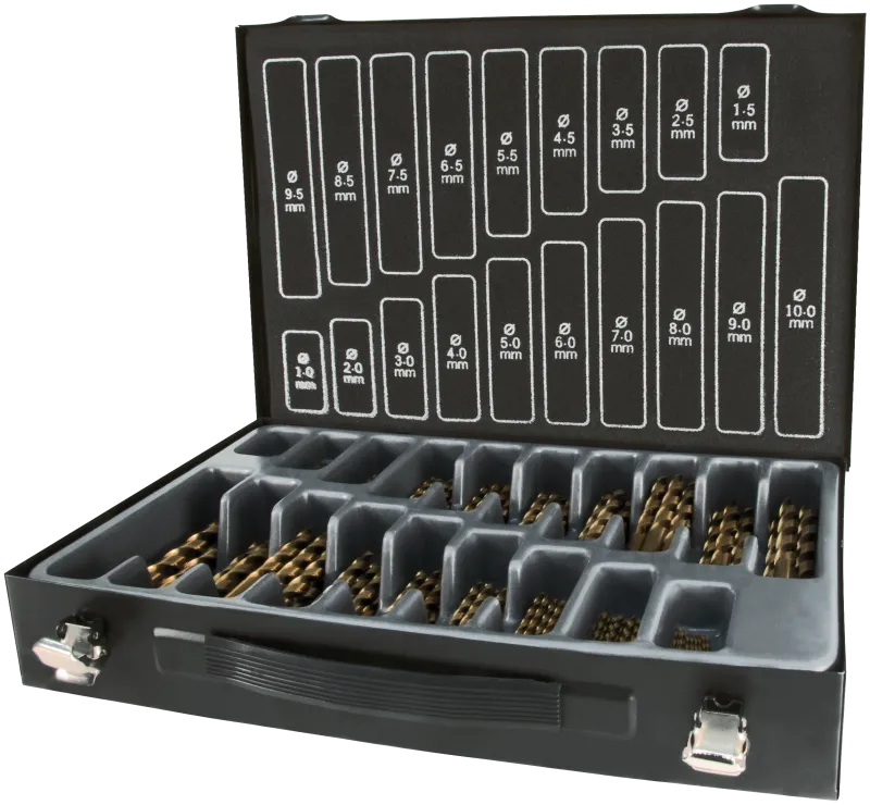 Borsortiment HSS-Co5 1-10×0,5mm, kuffert 170stk