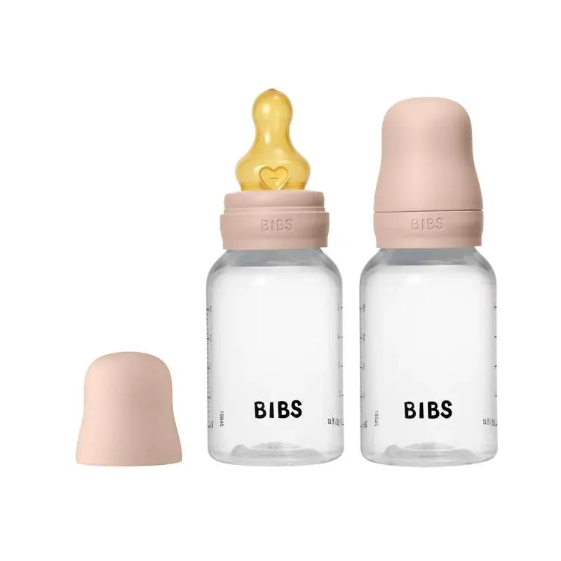 BIBS Bottle - Sutteflaskesæt - Plastik - 2-pak - Naturgummi/Slow Flow/Rund - 150ml - Blush