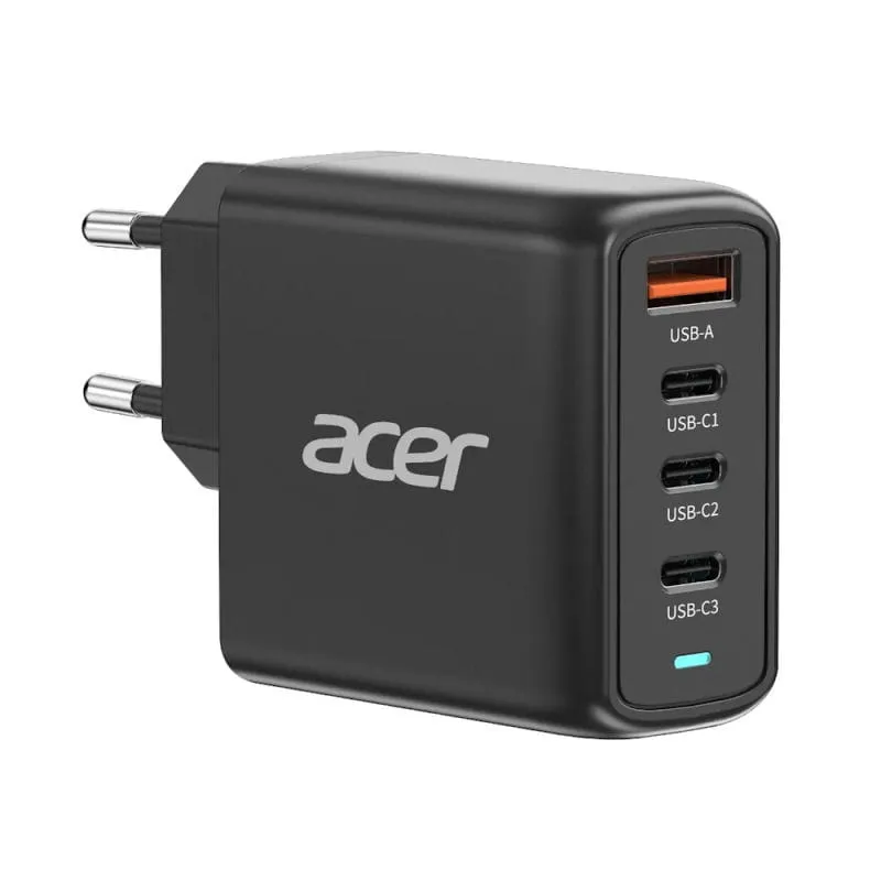 Acer 100W GaN USB-C Oplader PD 3x USB-C & USB-A  -  Sort
