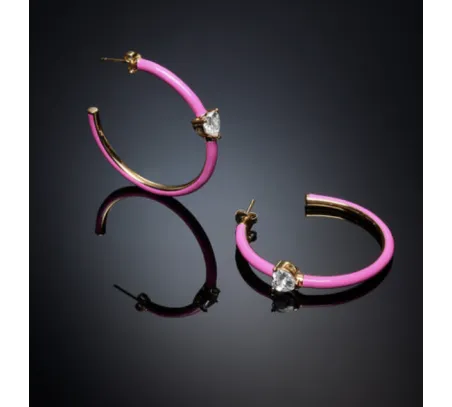Chiara Ferragni Love Parade Pink Enamel Øreringe 40mm