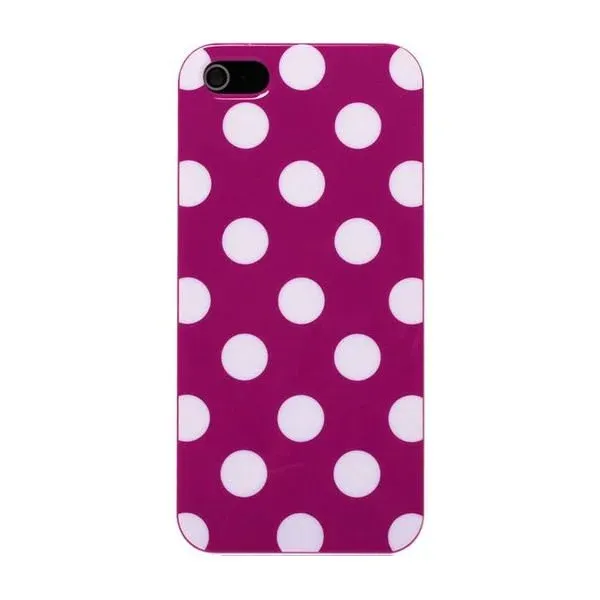 Dots gummi cover til iPhone 5/5S/SE. Lilla/hvid.