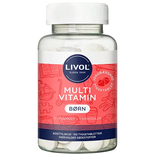 Livol Multi Total Børn - Jordbær (150 tyggetabs)