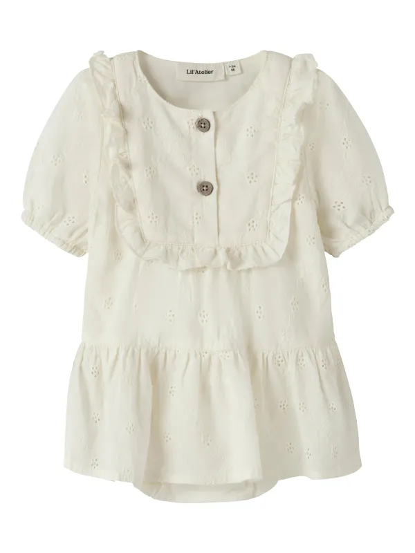 Lil Atelier Hosa SS Loose Body Dress - Coconut Milk - 56 cm