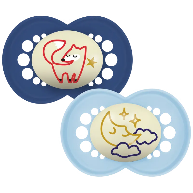MAM Original Sut Night 6-16M Silicone Blue (2 stk)