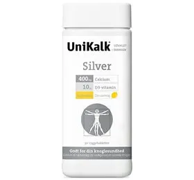 UniKalk Silver tyggetabl. m. ekstra D 90 tab.