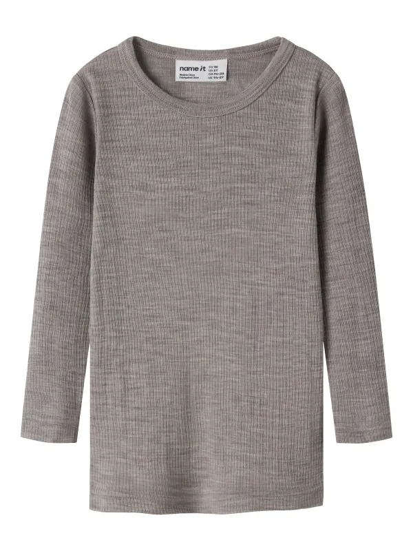 Name It Wax - Wool Rib LS Top - Satellite - 92 cm