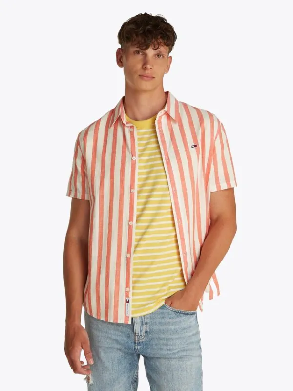 TJM REG LINEN BLEND STP SS SHIRT