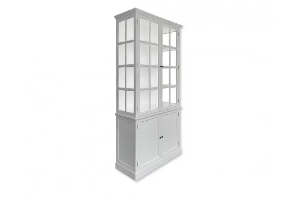 Romsø Vitrineskab - 220x110x45 cm Lysgrå/Hvid