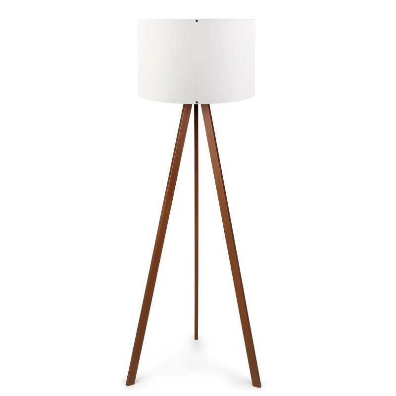 LUMI Lumara gulvlampe - hvid PVC stof og brun MDF