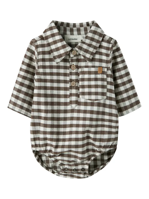 Lil Atelier Noki - LS Body Shirt - Teak - 68 cm