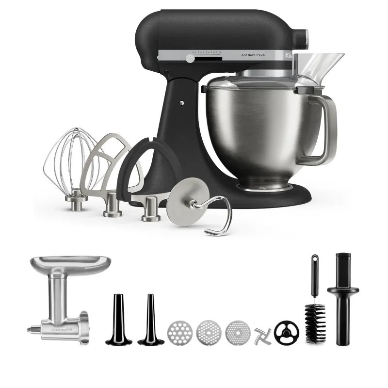 Kitchenaid Artisan Plus køkkenmaskine med kødkværn, 4,7 liter, cast iron black