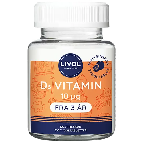Livol D-vitamin 10 ug Tyggetablet (210 stk)