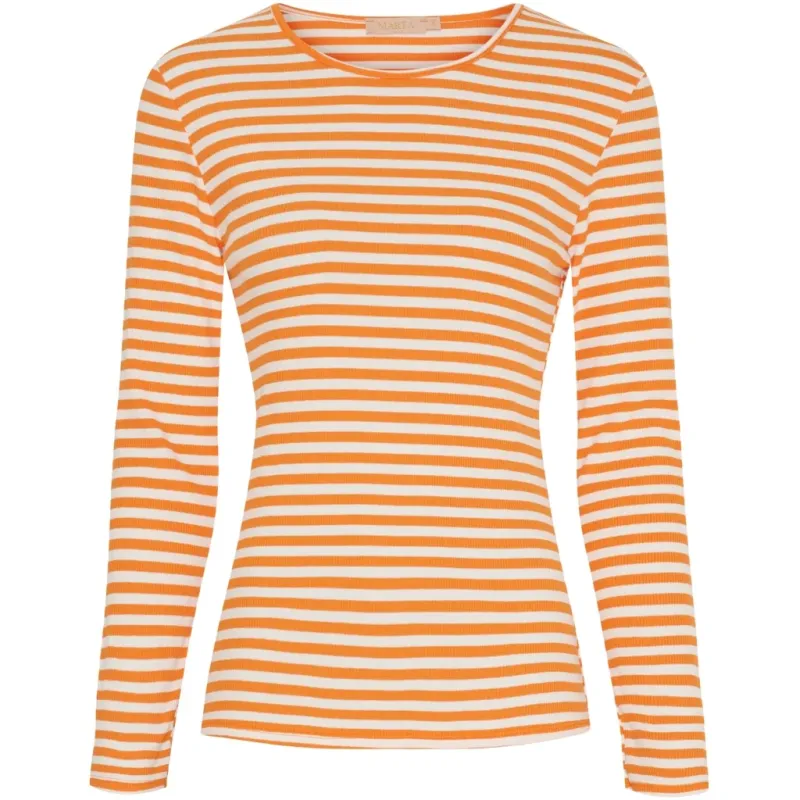 Marta du Chateau dame langærmet T-Shirt MdcJosiane 49066 - Arancio/Greggio