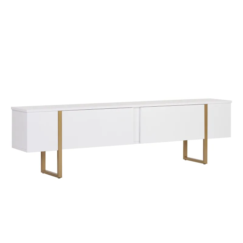 FUNZI LIVING Onera TV-bord, m. 2 låger - hvid melamin og guld (180x30)