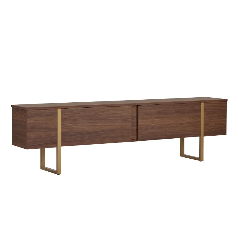 FUNZI LIVING Onera TV-bord, m. 2 låger - Milano brun valnød melamin og guld (180x30)