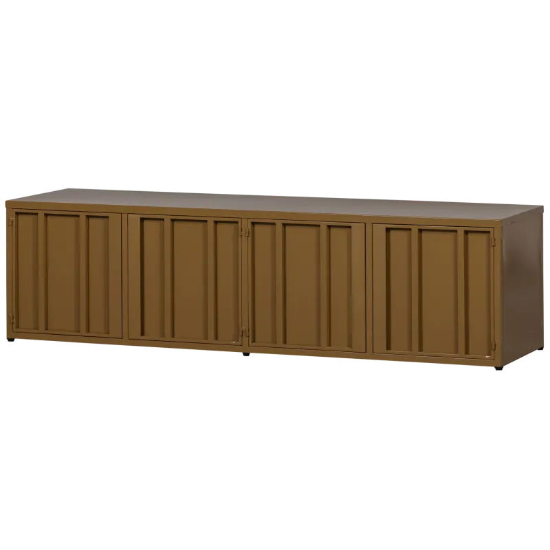 WOOOD Level TV-bord, m. 4 låger og hylde - honninggul metal (160x44)