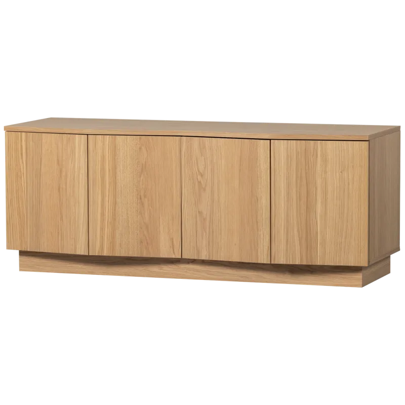 WOOOD Zuma TV-bord, m. 4 låger og 2 hylder - natur egetræsfinér og egetræ (133x45)
