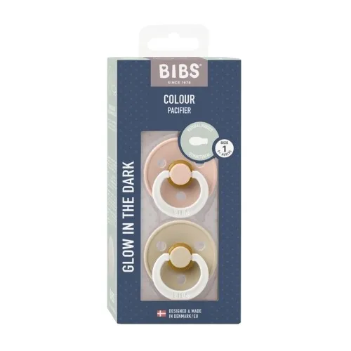 Bibs Colour Night Glow - 2-pak, Str. 1 (0-6 Mdr.), Symmetrisk - Latex