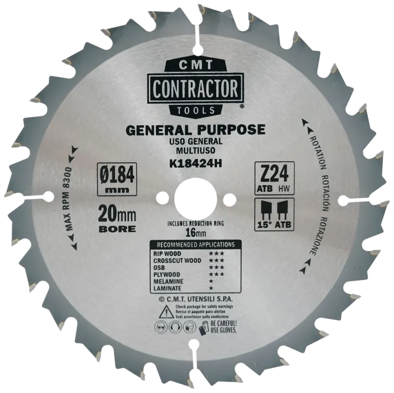 CMT Contractor rundsavklinge 184×1,7×20 Z24, 10stk