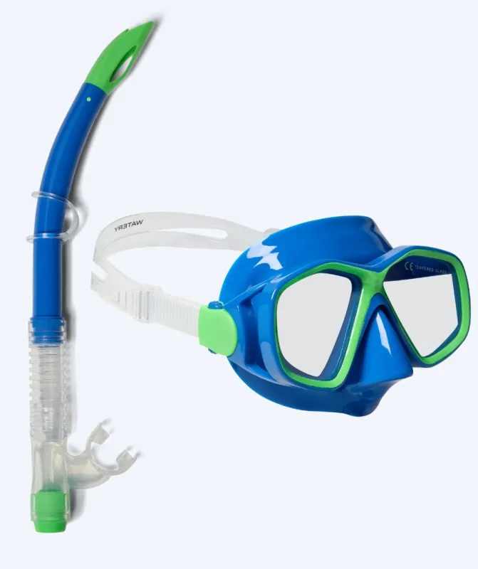 Watery Combo snorkelsæt til børn (4-10) - Tropical - Blå/grøn - Snorkelsæt til børn (4-16 år)